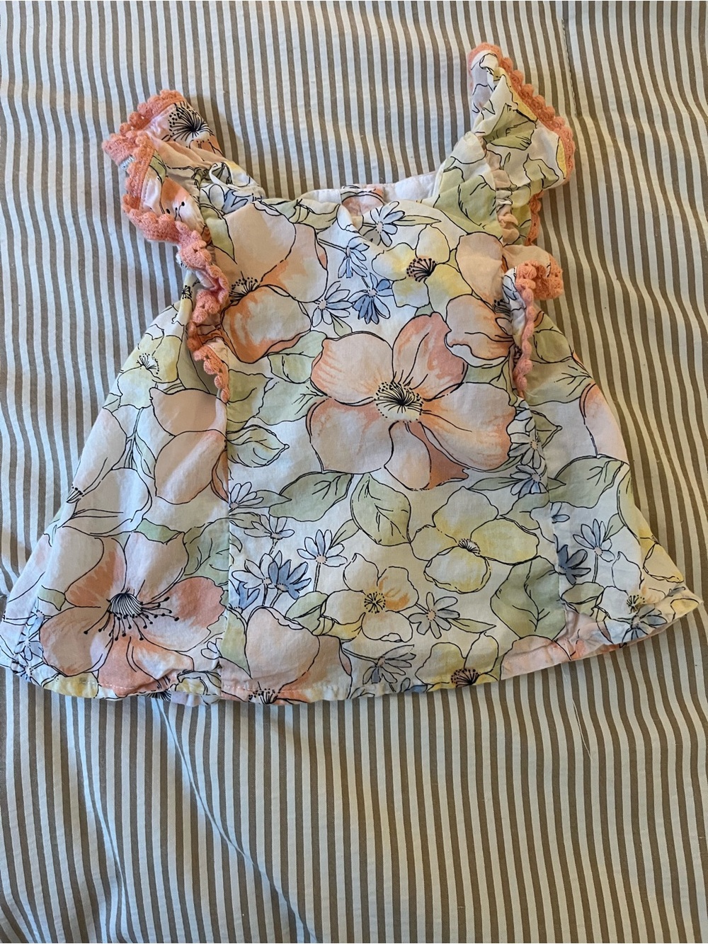Janie and Jack Girls' Floral Ruffle Tank Top - Peach & Pastel